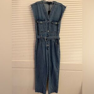 Blank NYC Blue Sleeveless V-neck Midi Dress